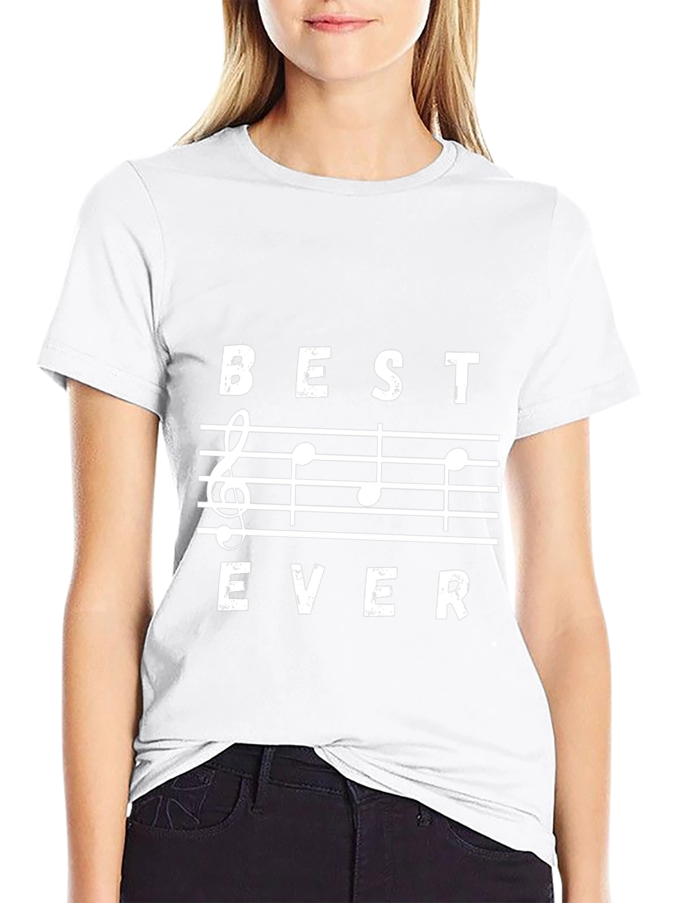 Best Ever Music Notes Black Graphic T-Shirt