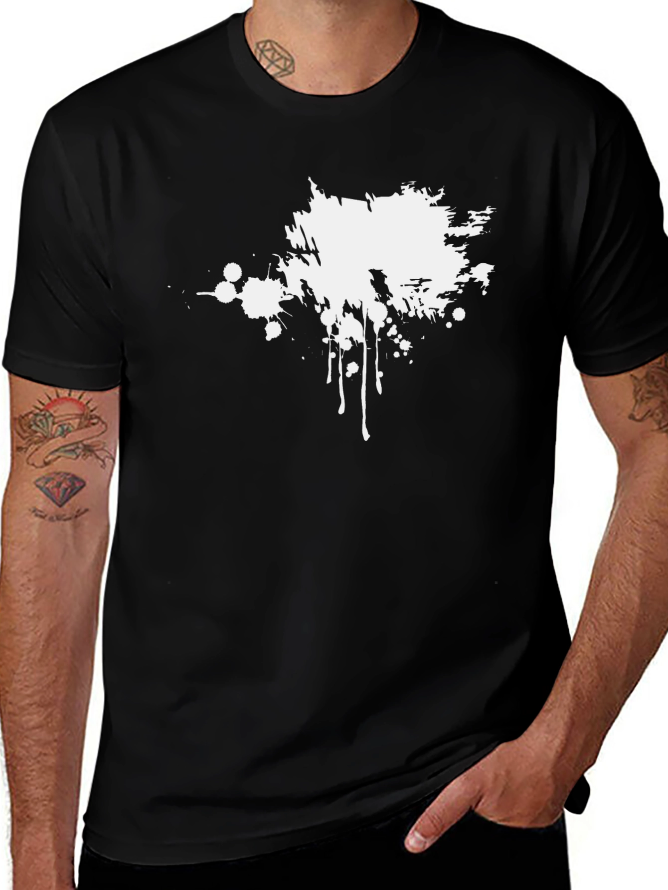 Abstract Splatter Graphic Tee - Mens Black T-Shirt