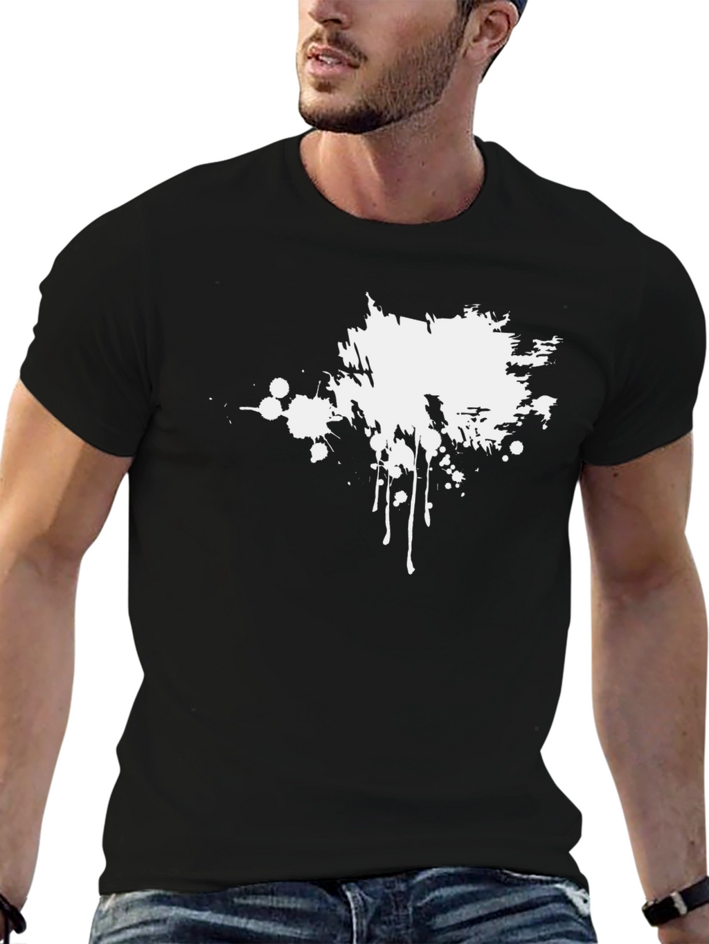 Abstract Splatter Graphic Tee - Mens Black T-Shirt
