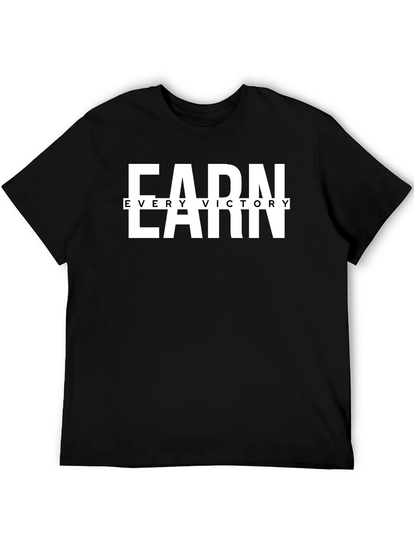 Earn Every Victory Mens Black Graphic Tee