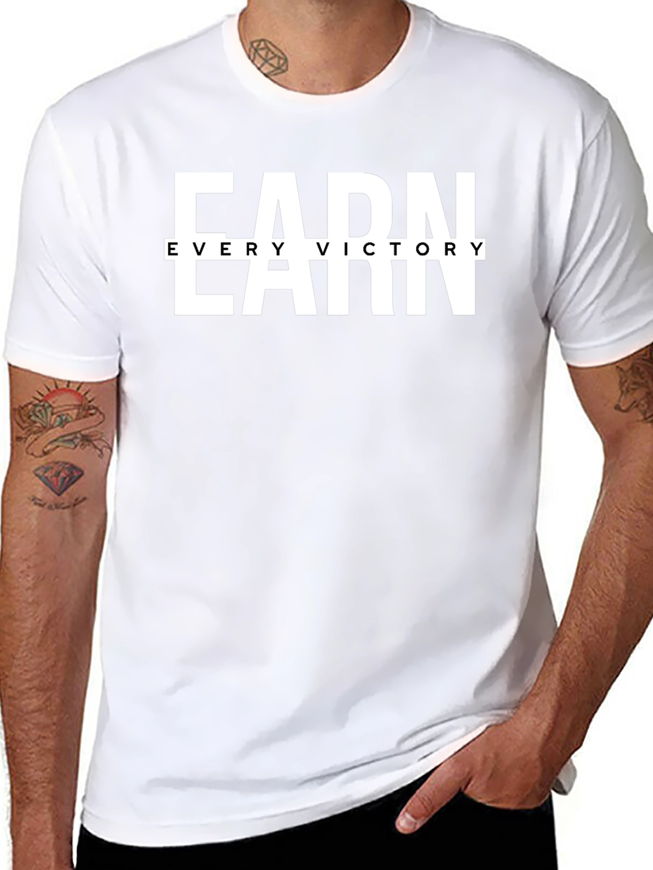 Earn Every Victory Mens Black Graphic Tee