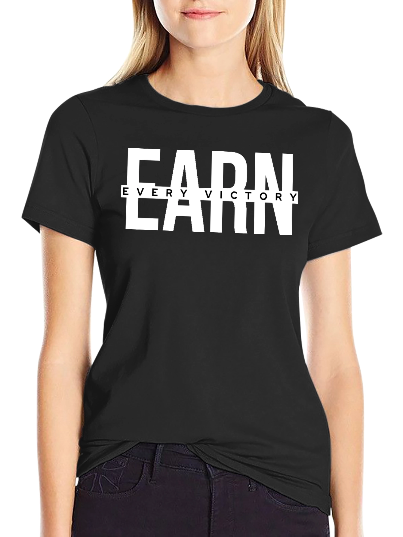 Earn Every Victory Mens Black Graphic Tee