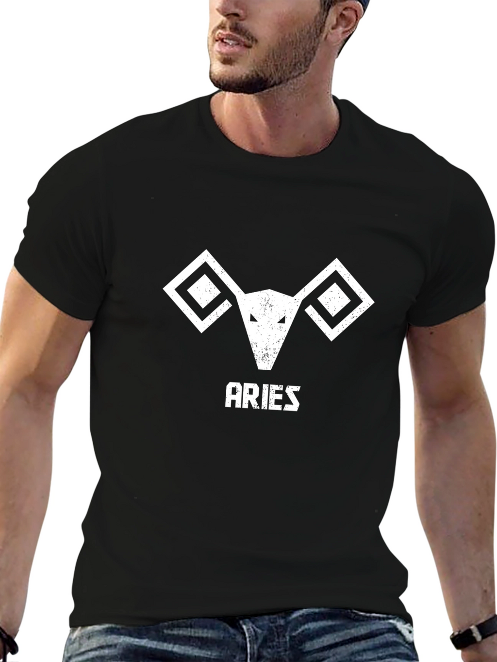 Aries Zodiac Graphic Tee - Black Cotton Comfort