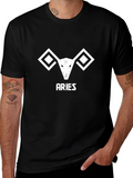 Aries Zodiac Graphic Tee - Black Cotton Comfort