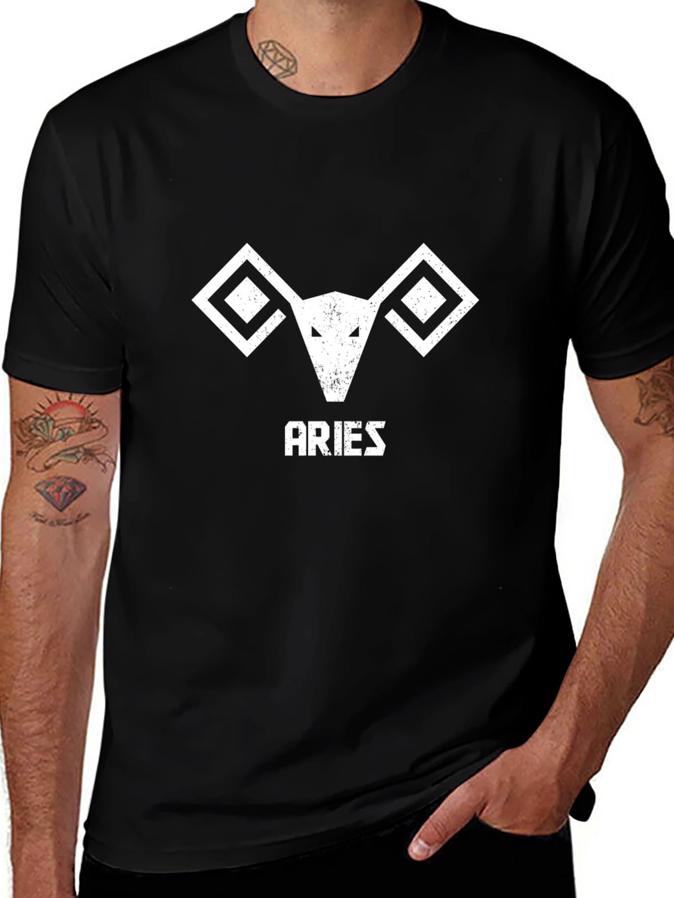 Aries Zodiac Graphic Tee - Black Cotton Comfort