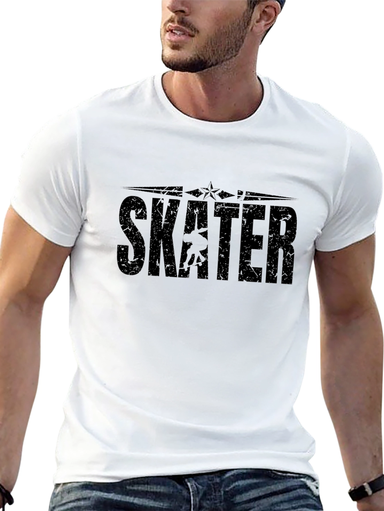 Skater Graphic Black T-Shirt - Cool Skateboarder Tee