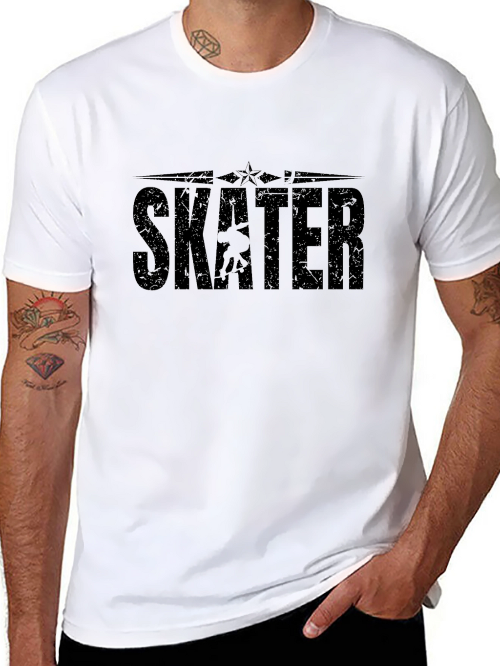 Skater Graphic Black T-Shirt - Cool Skateboarder Tee
