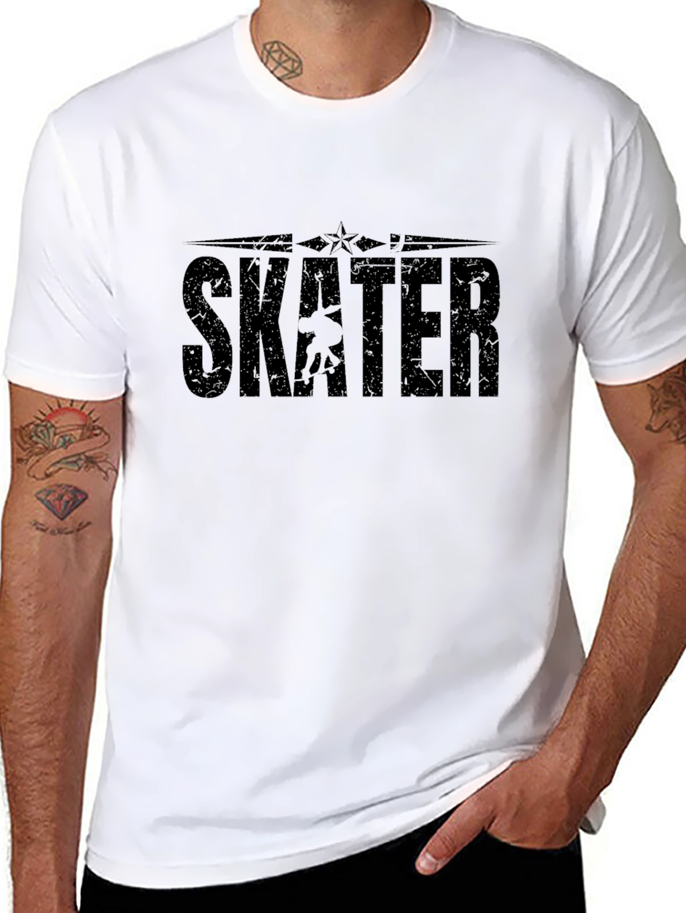 Skater Graphic Black T-Shirt - Cool Skateboarder Tee