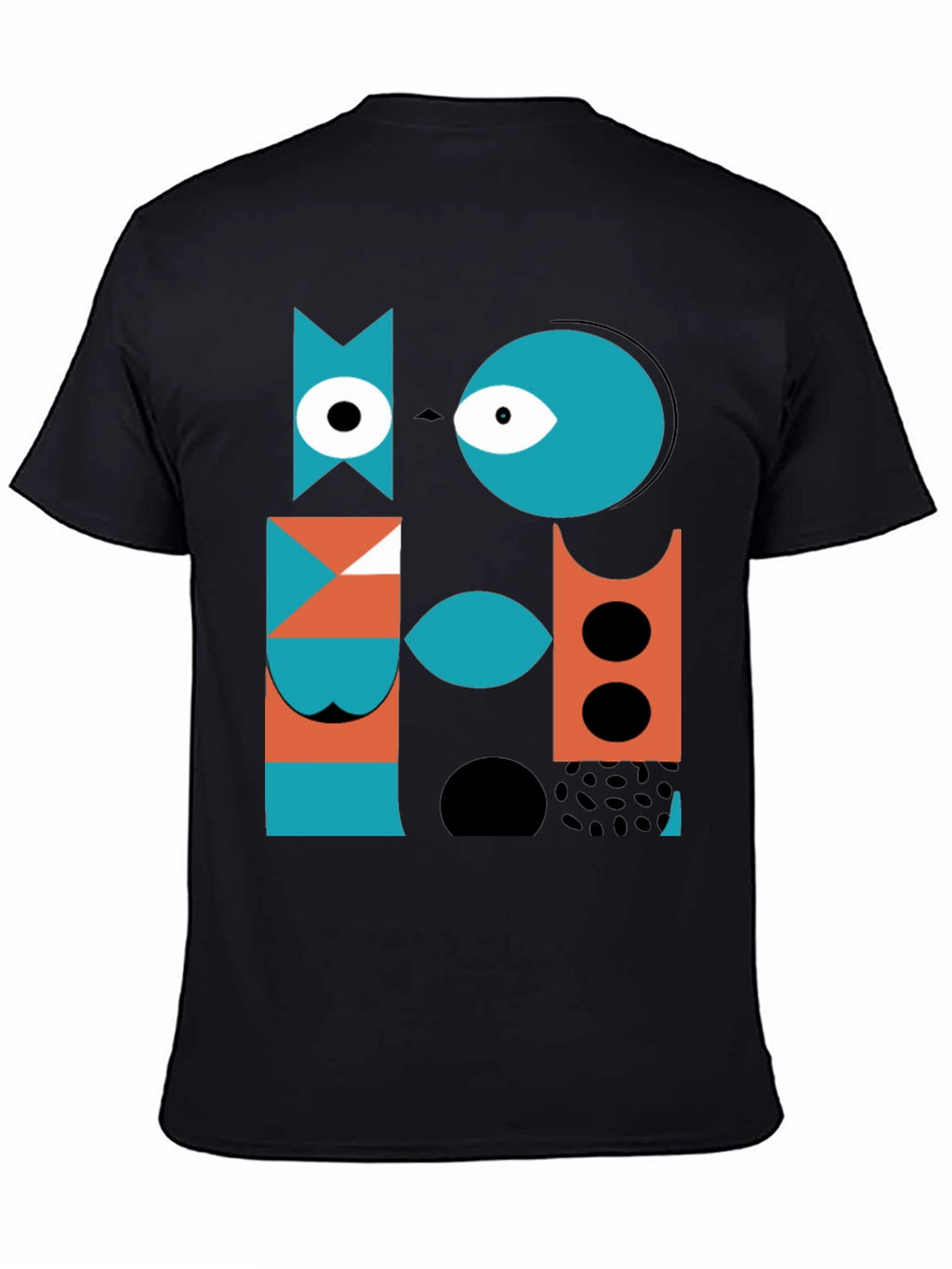 Abstract Geometric Graphic Print Black T-Shirt