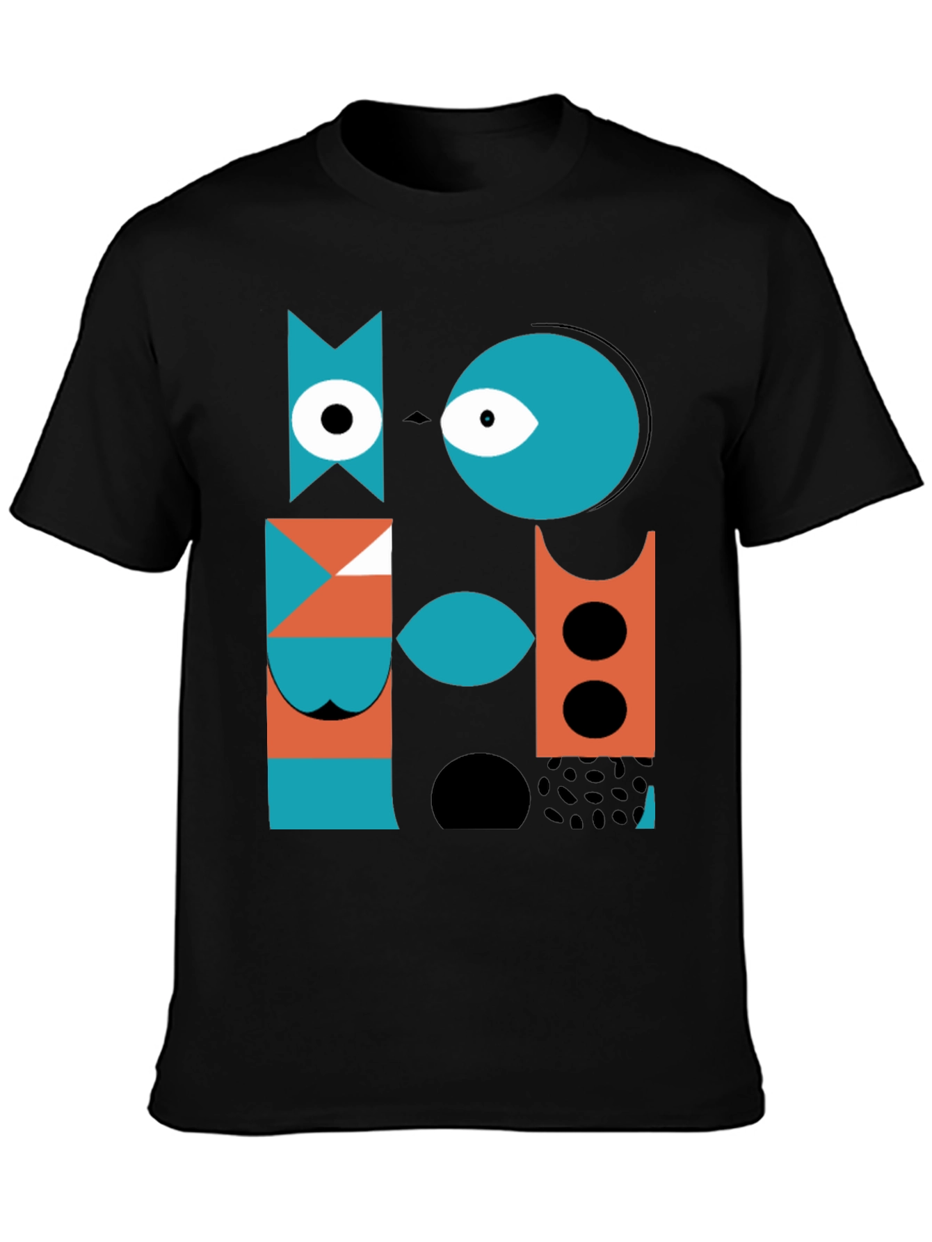 Abstract Geometric Graphic Print Black T-Shirt