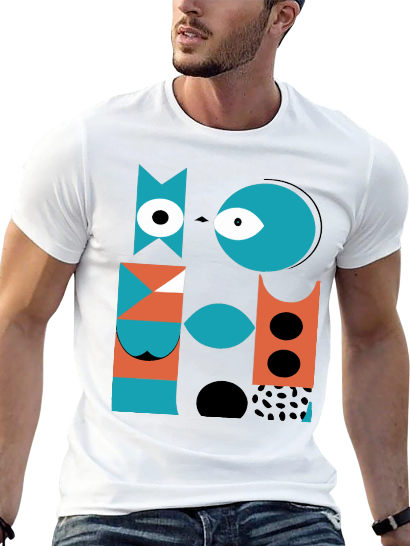 Abstract Geometric Graphic Print Black T-Shirt