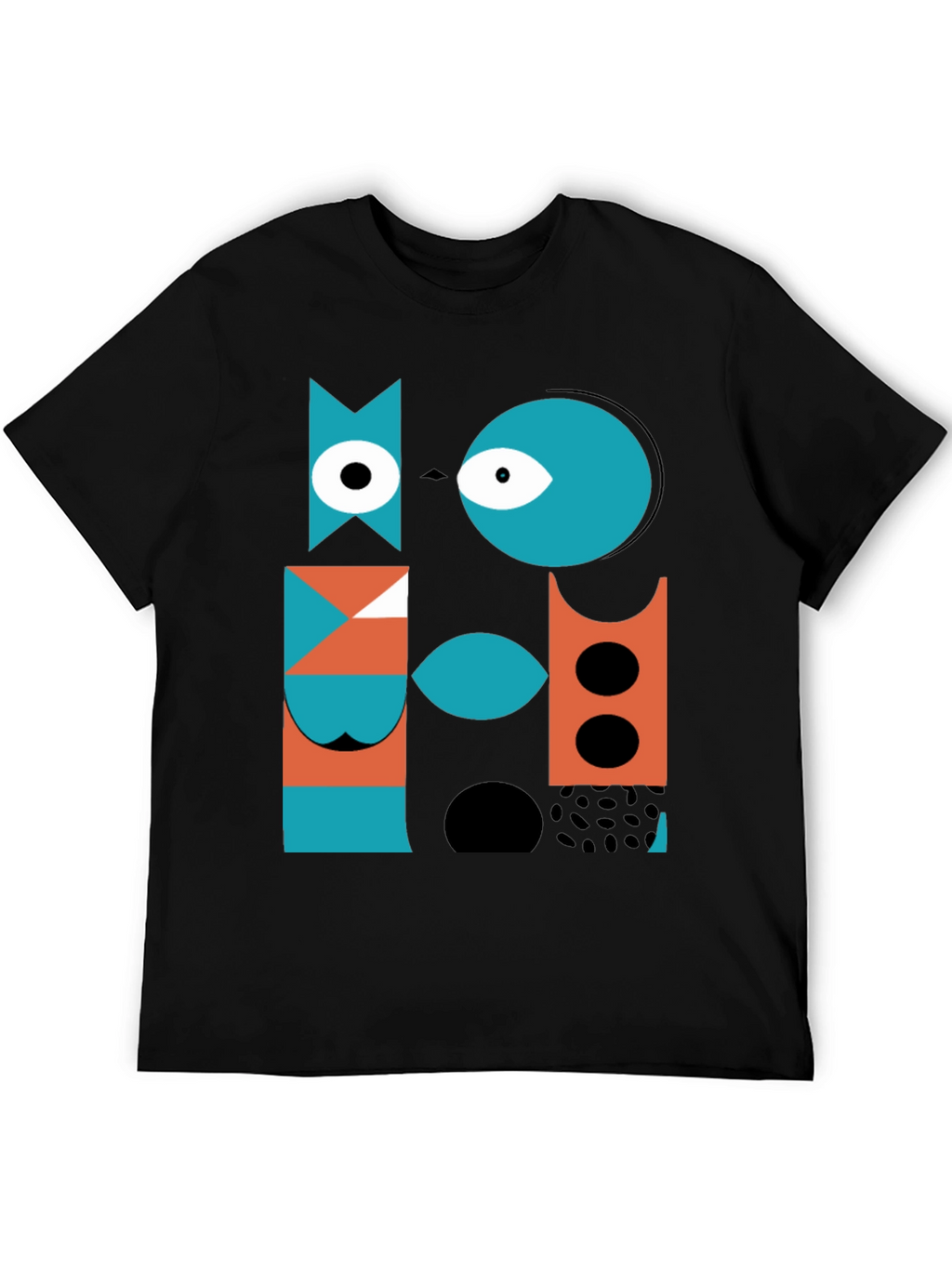 Abstract Geometric Graphic Print Black T-Shirt