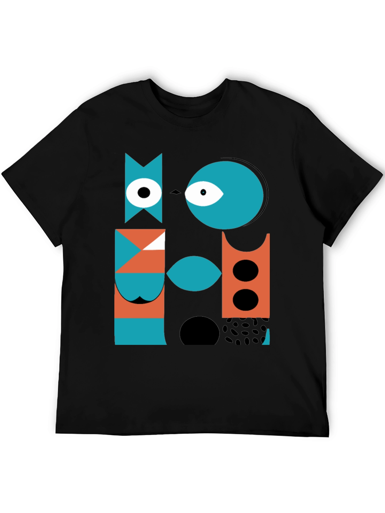 Abstract Geometric Graphic Print Black T-Shirt