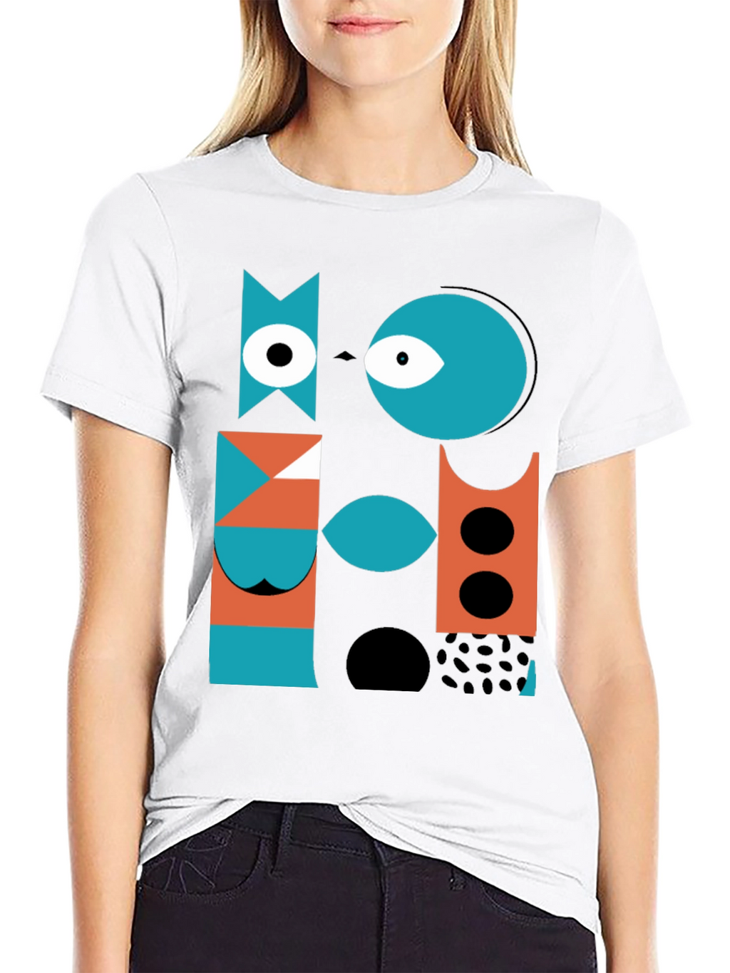 Abstract Geometric Graphic Print Black T-Shirt
