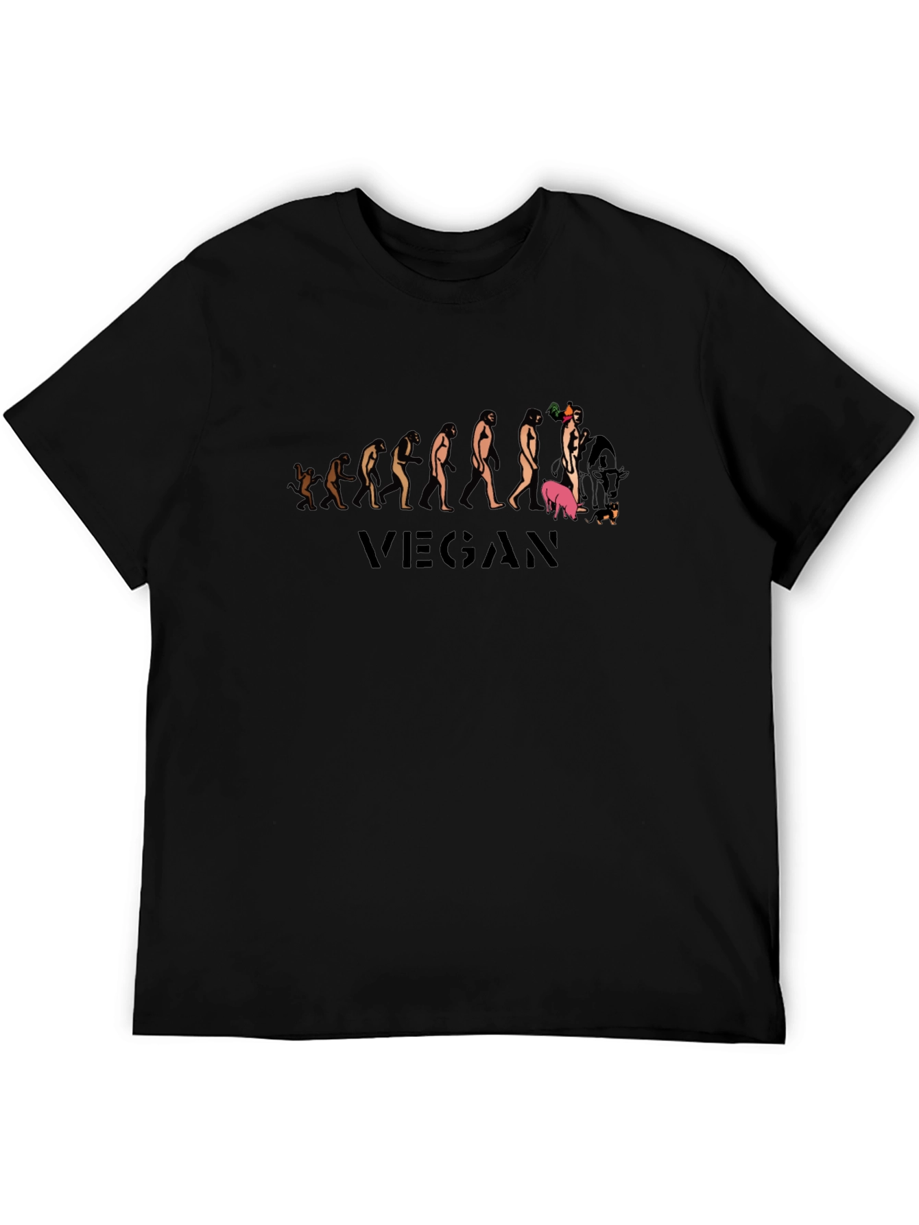 Vegan Evolution Black Graphic T-Shirt