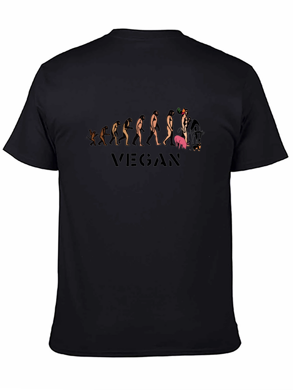 Vegan Evolution Black Graphic T-Shirt