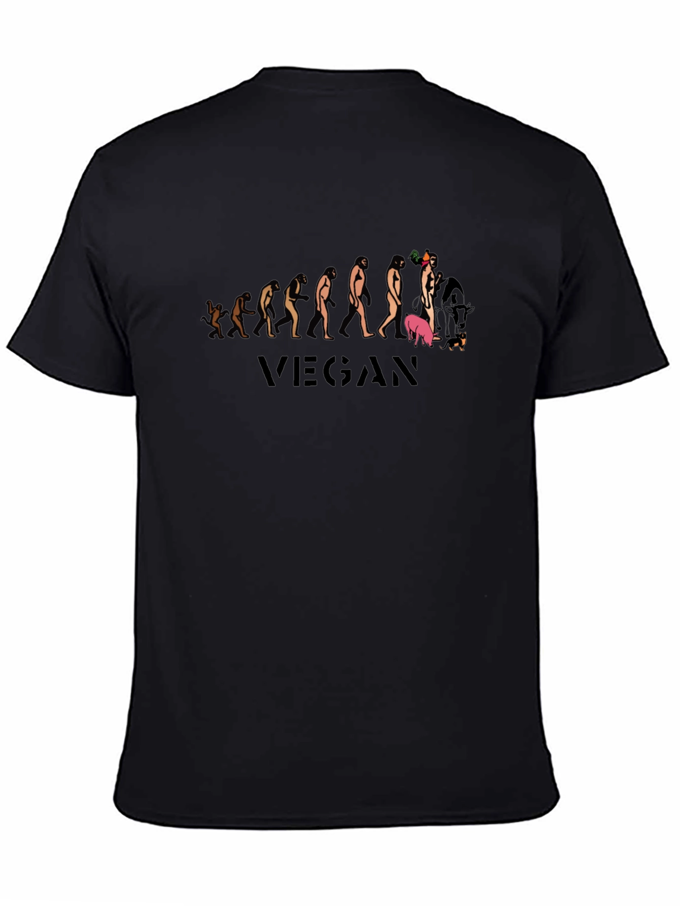 Vegan Evolution Black Graphic T-Shirt