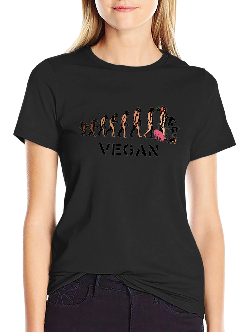 Vegan Evolution Black Graphic T-Shirt