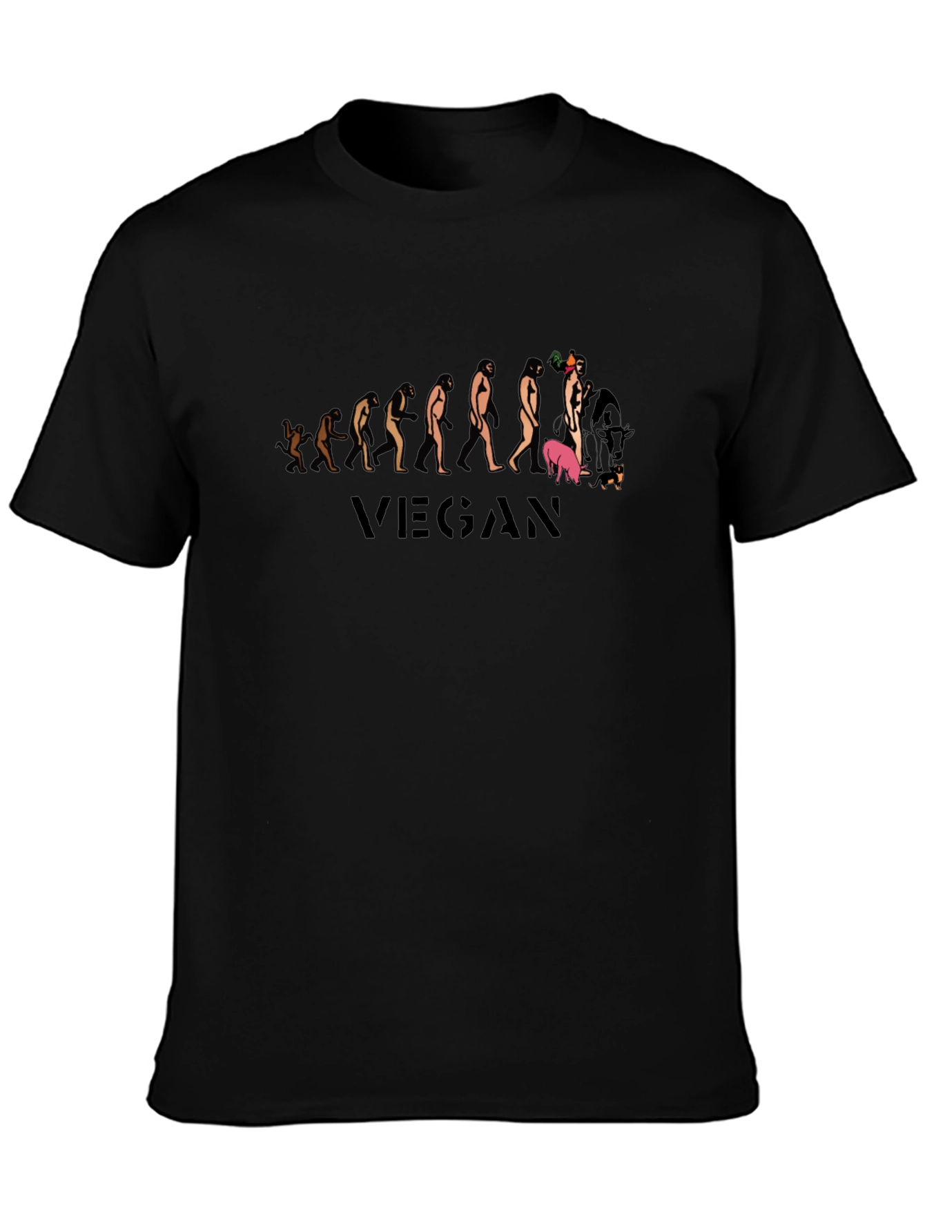 Vegan Evolution Black Graphic T-Shirt
