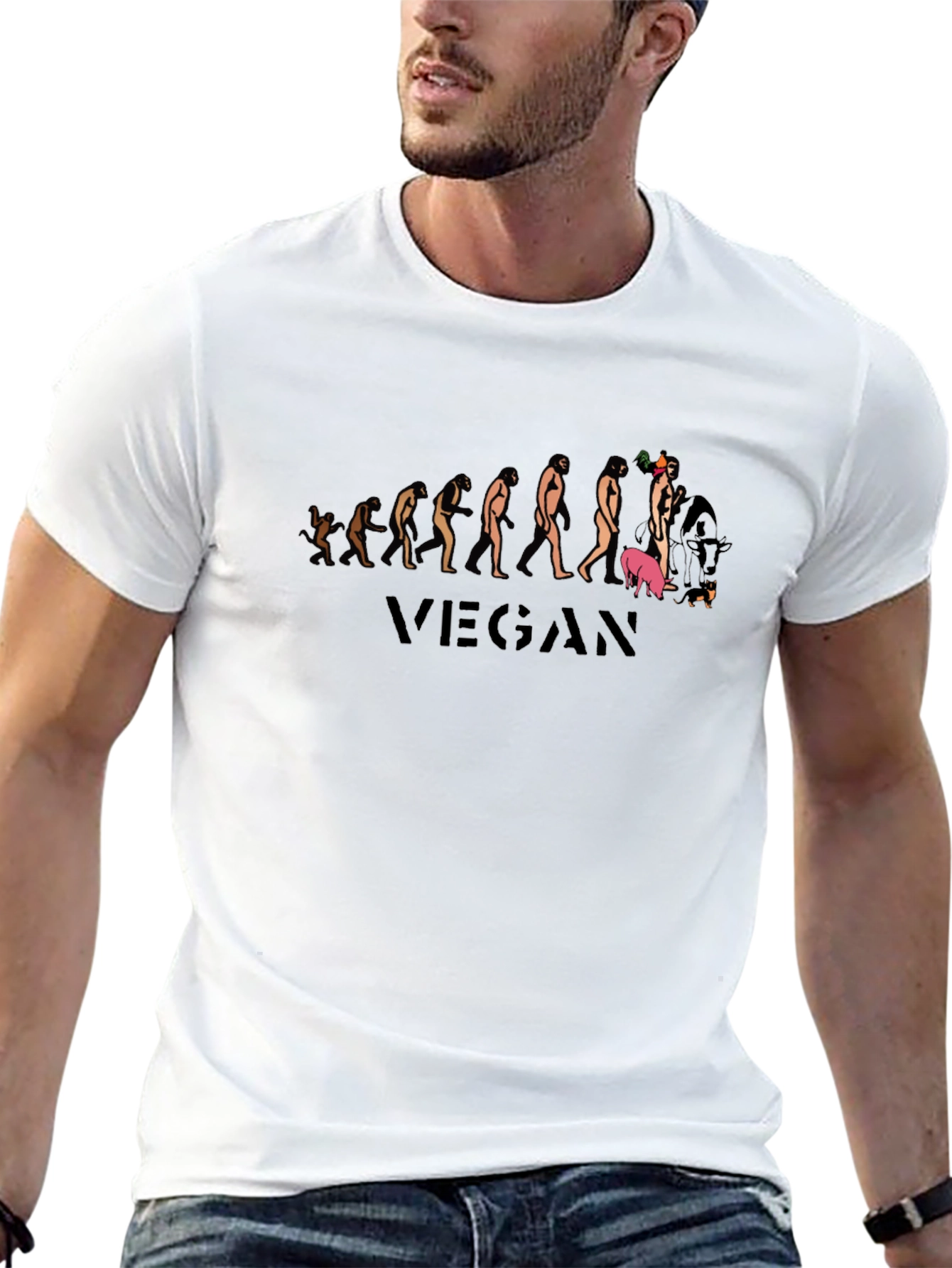 Vegan Evolution Black Graphic T-Shirt