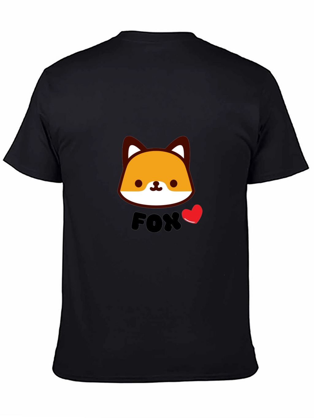 Cute Fox Graphic Black T-Shirt for Men
