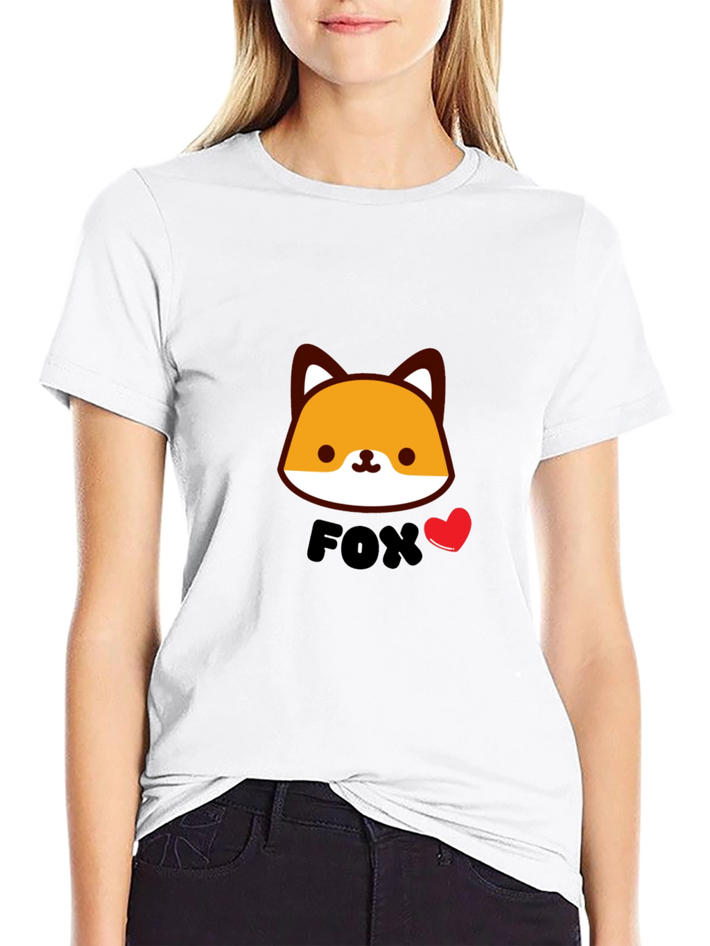 Cute Fox Graphic Black T-Shirt for Men