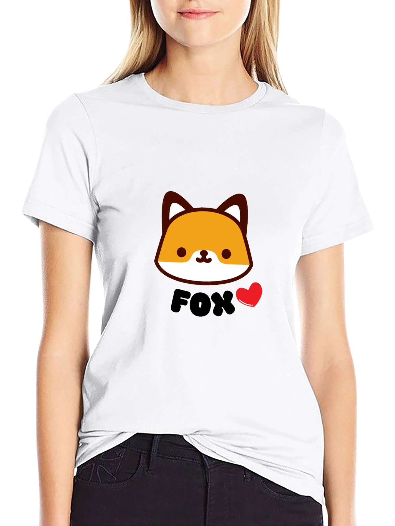 Cute Fox Graphic Black T-Shirt for Men