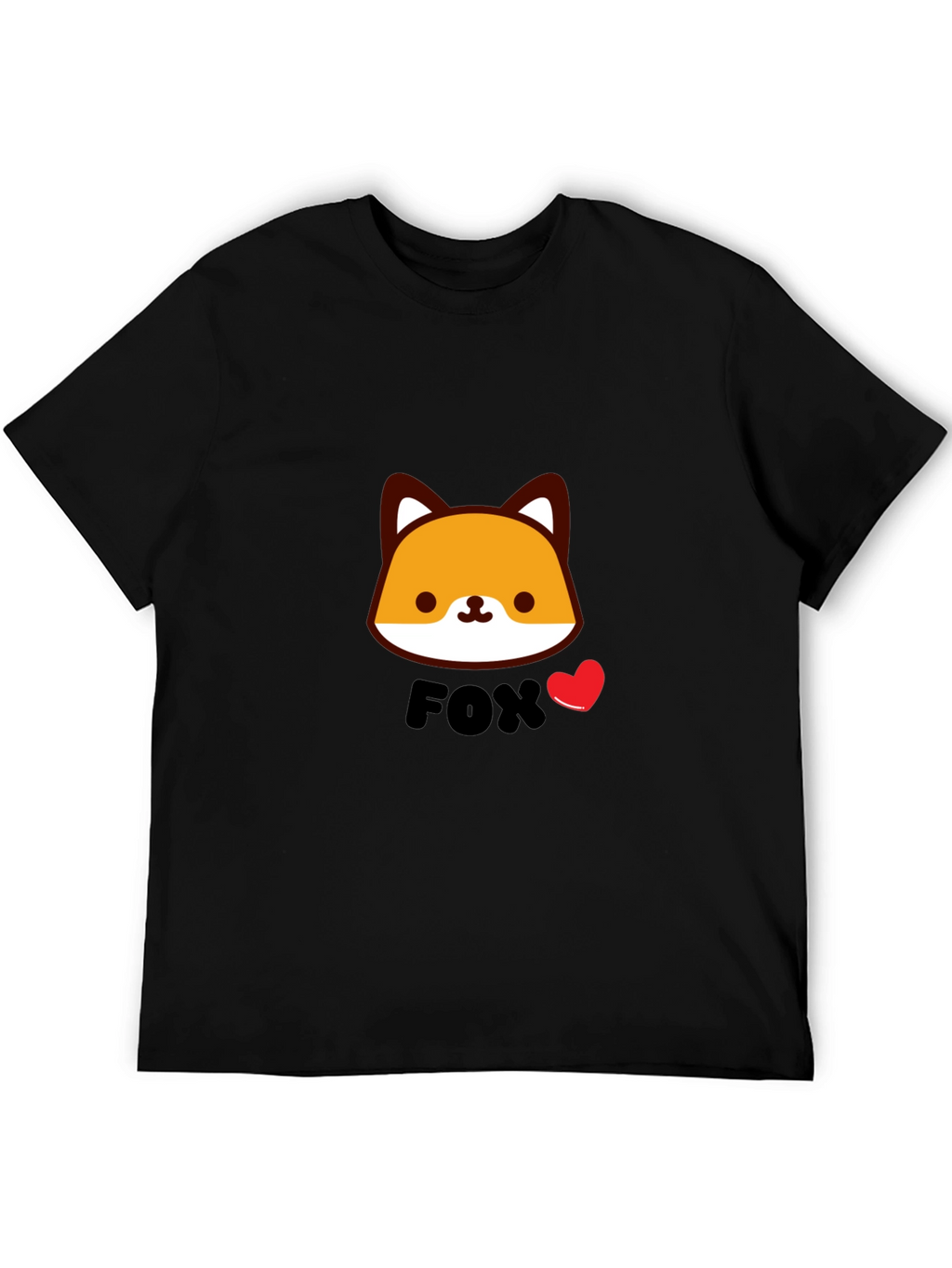 Cute Fox Graphic Black T-Shirt for Men