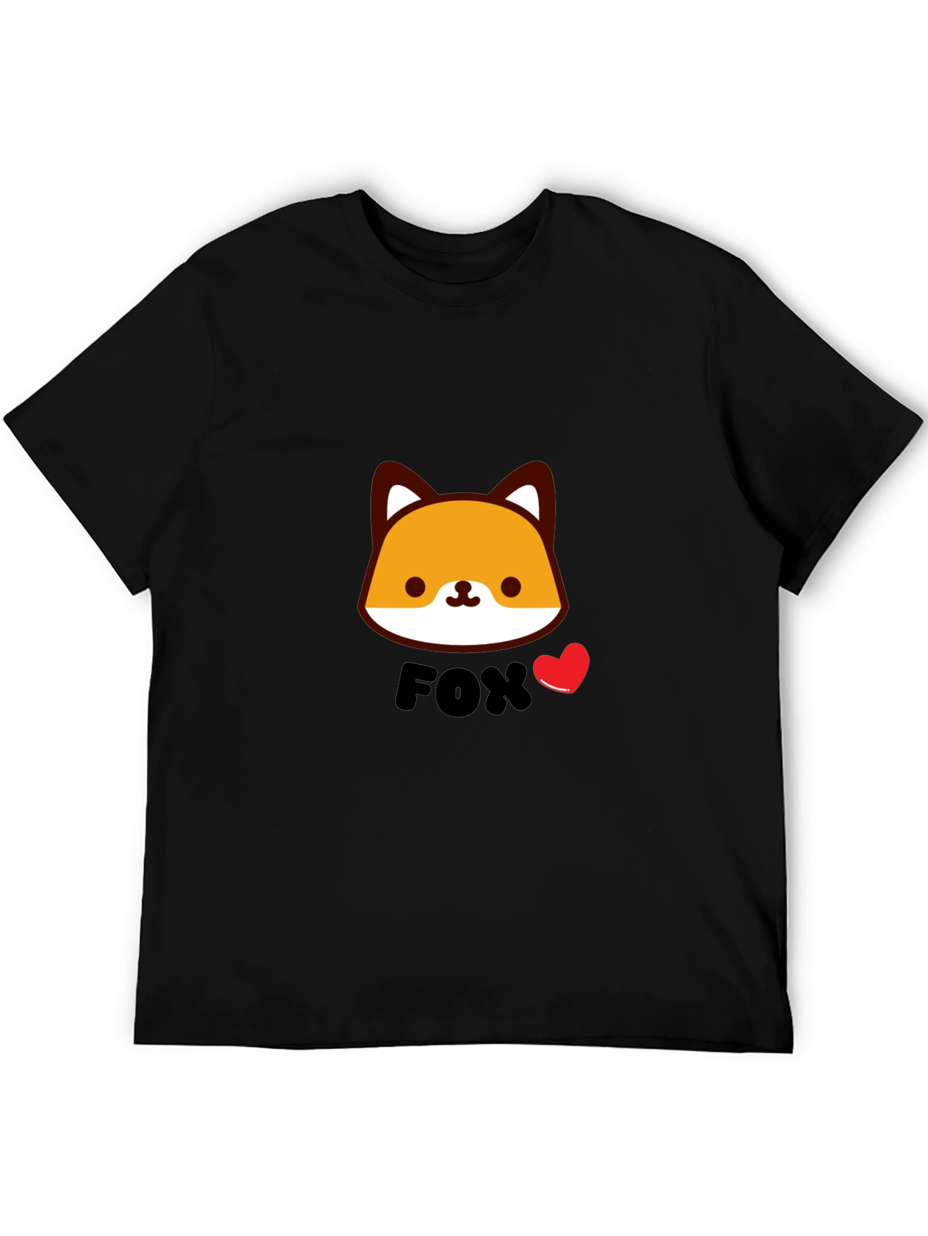 Cute Fox Graphic Black T-Shirt for Men
