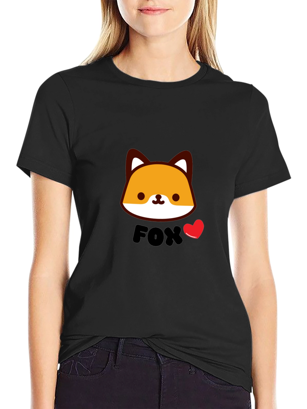 Cute Fox Graphic Black T-Shirt for Men