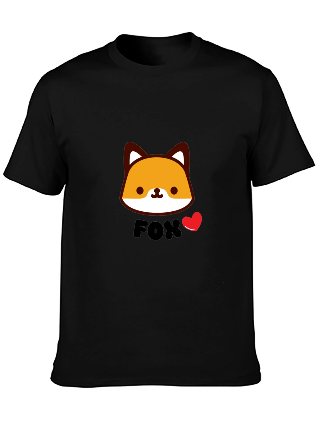 Cute Fox Graphic Black T-Shirt for Men