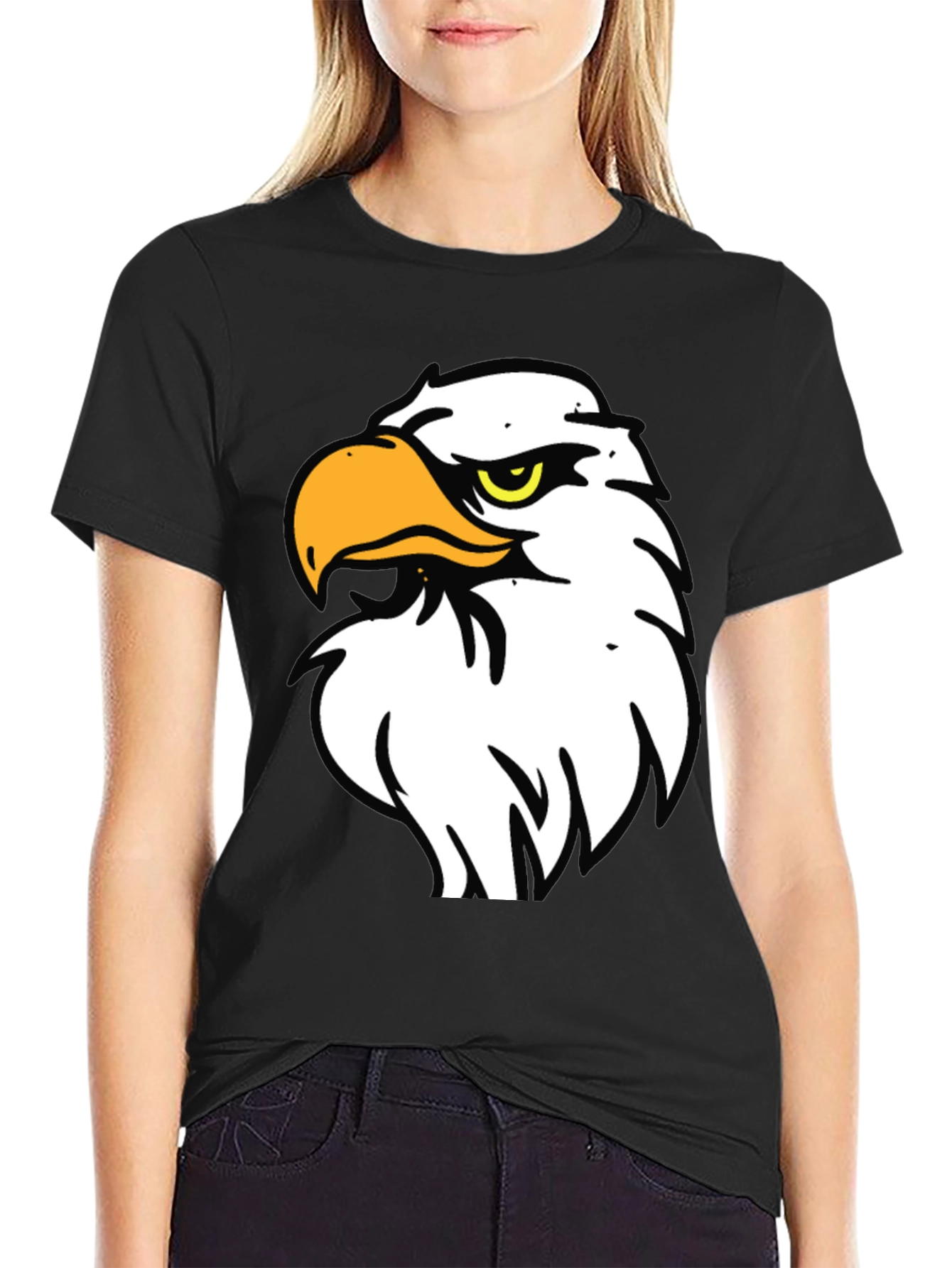 Bold Eagle Graphic Tee - Black Cotton Blend Shirt