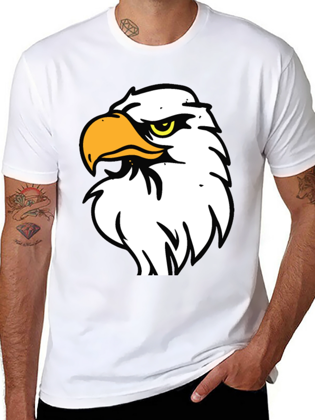 Bold Eagle Graphic Tee - Black Cotton Blend Shirt