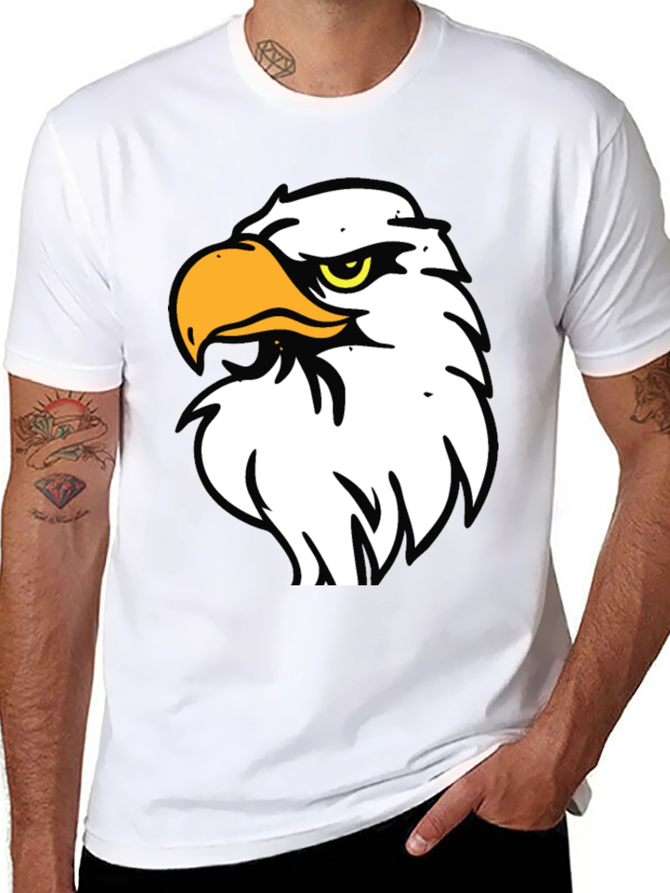 Bold Eagle Graphic Tee - Black Cotton Blend Shirt