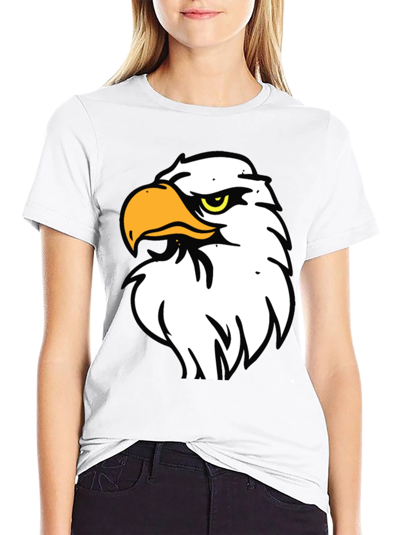 Bold Eagle Graphic Tee - Black Cotton Blend Shirt