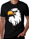 Bold Eagle Graphic Tee - Black Cotton Blend Shirt