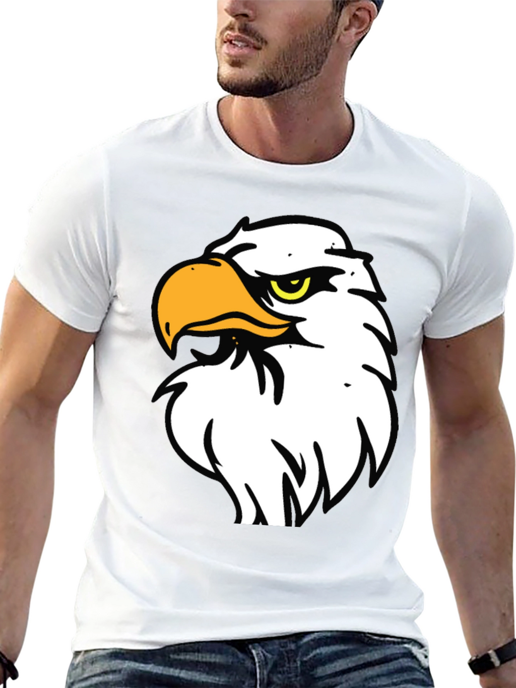 Bold Eagle Graphic Tee - Black Cotton Blend Shirt
