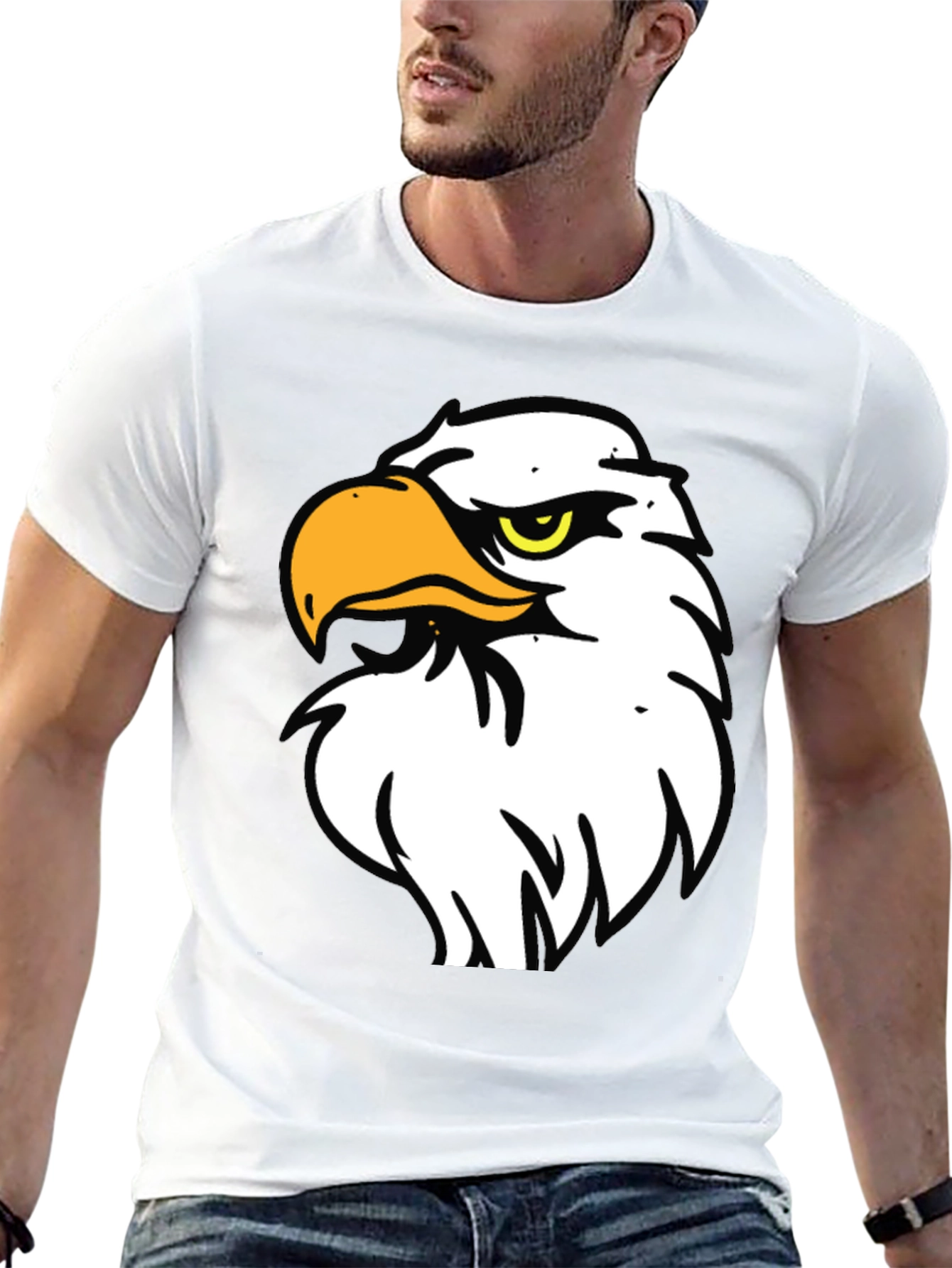 Bold Eagle Graphic Tee - Black Cotton Blend Shirt