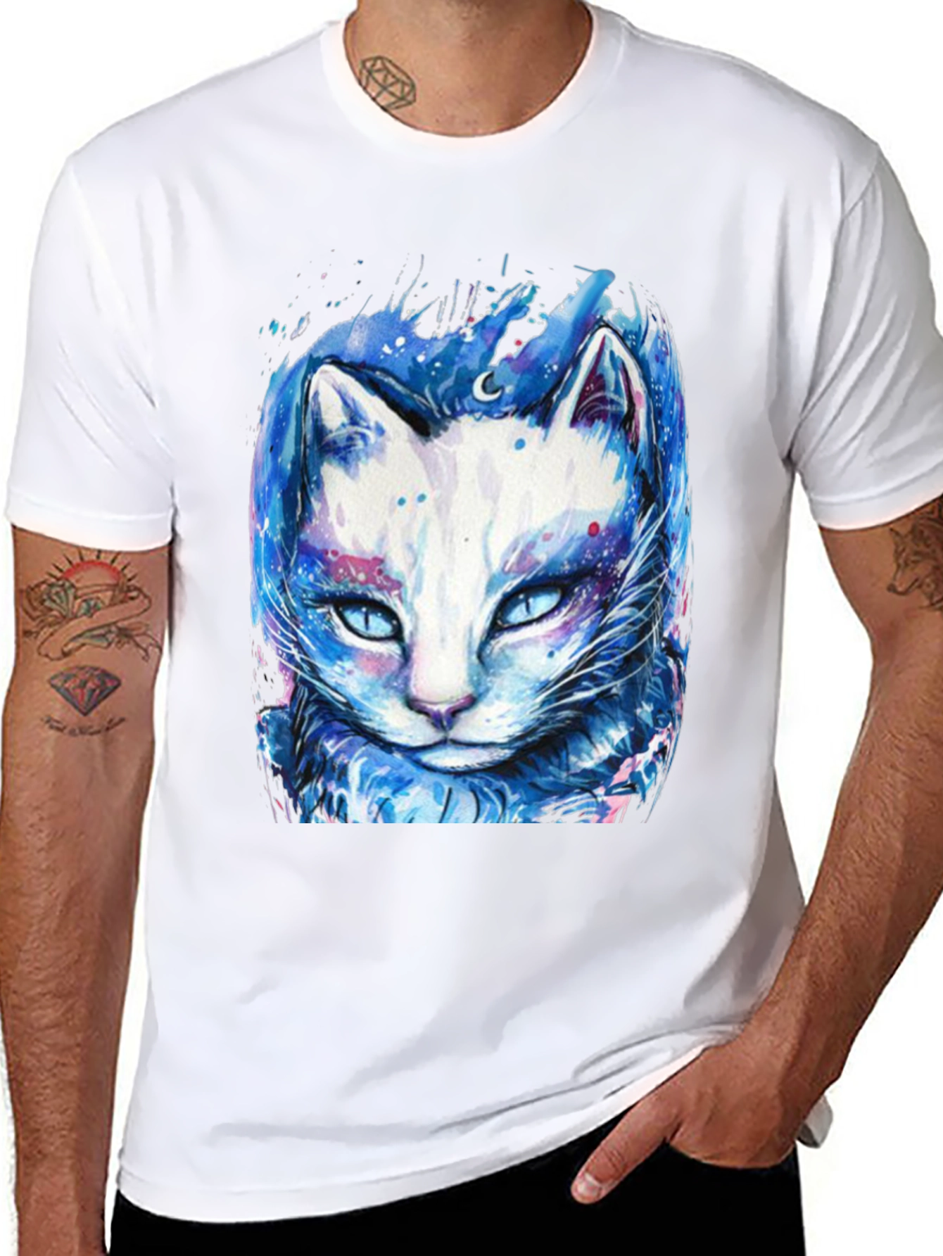 Cosmic Cat Graphic Tee - Black T-Shirt