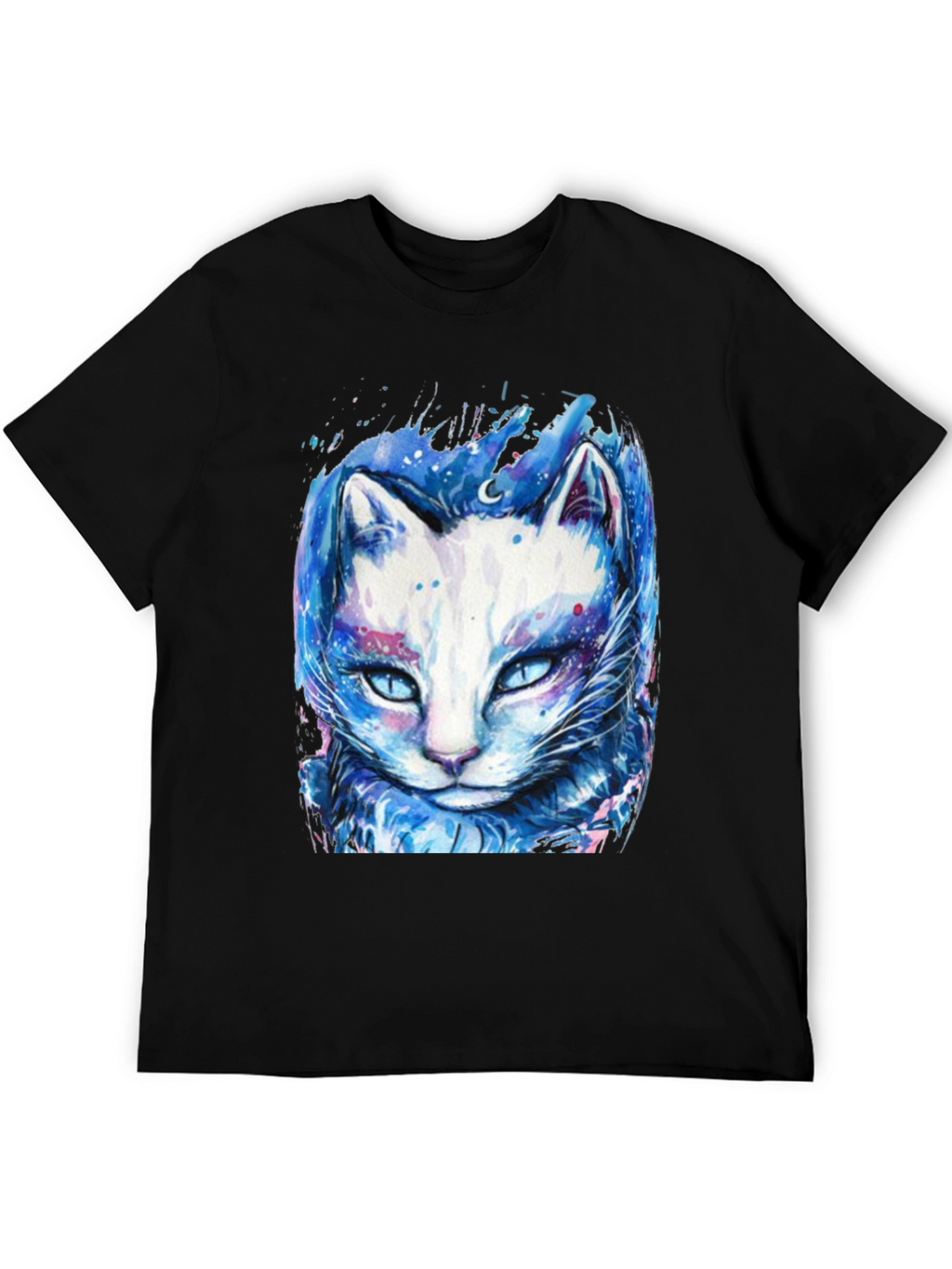 Cosmic Cat Graphic Tee - Black T-Shirt