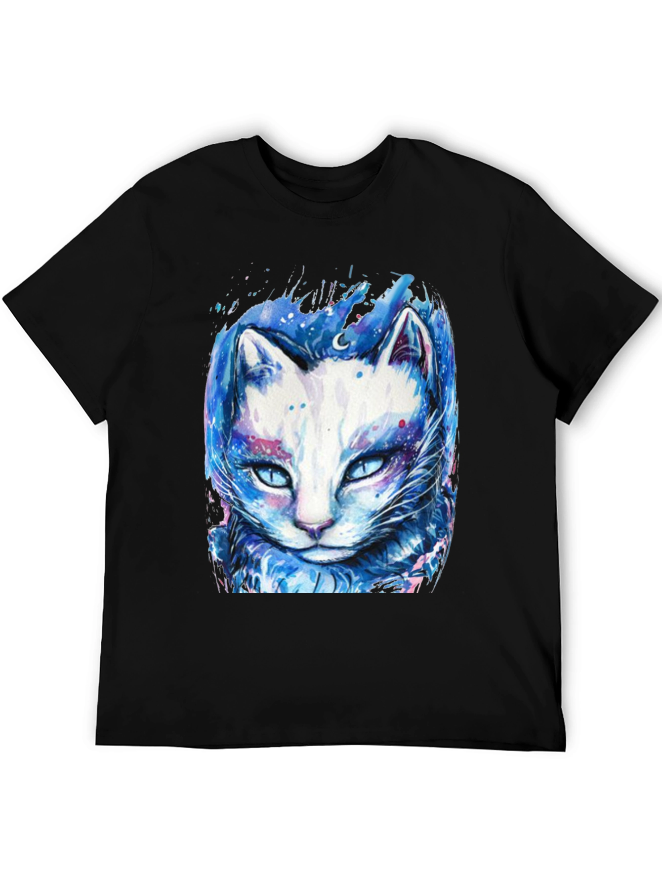 Cosmic Cat Graphic Tee - Black T-Shirt