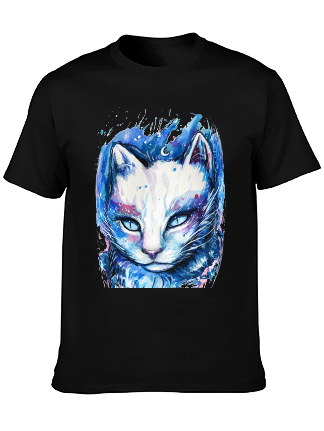 Cosmic Cat Graphic Tee - Black T-Shirt