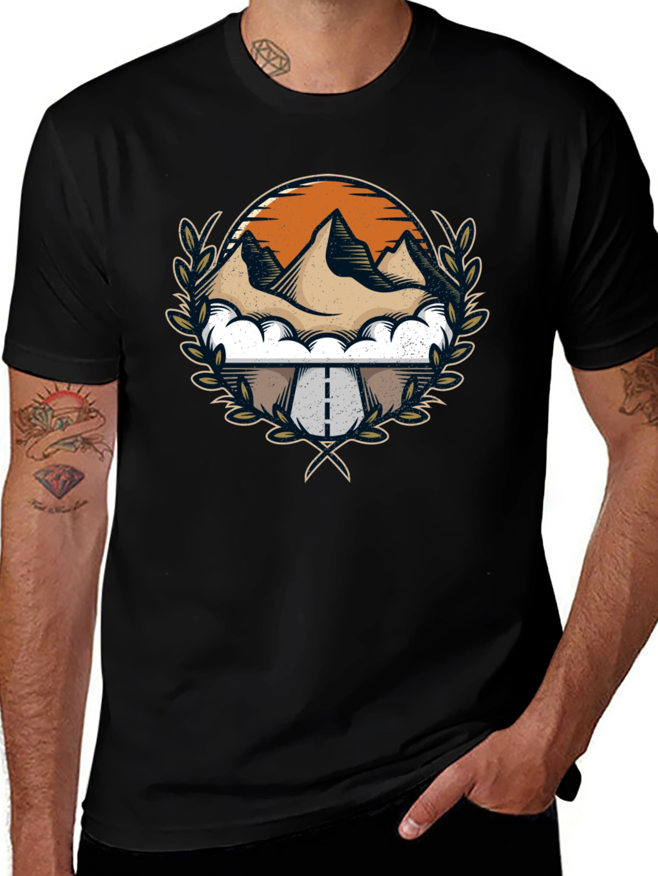 Mountain Road Graphic Tee - Black