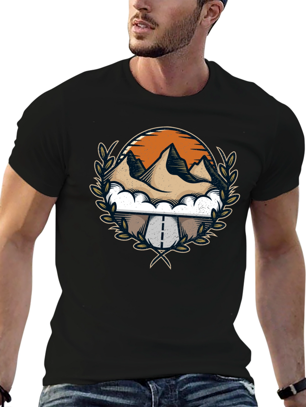 Mountain Road Graphic Tee - Black