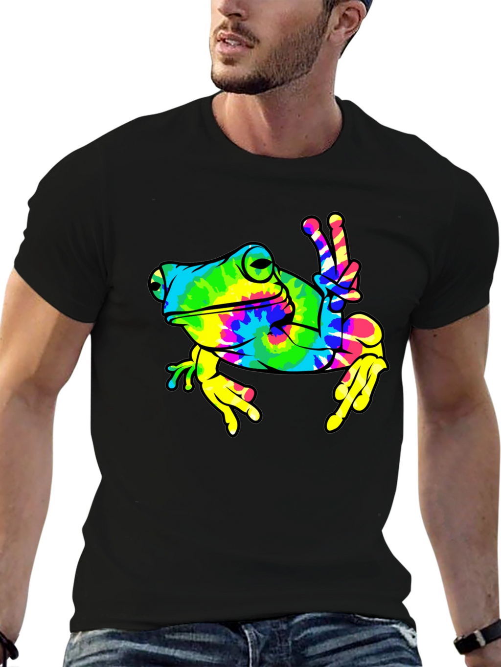 Tie-Dye Frog Peace Sign T-Shirt