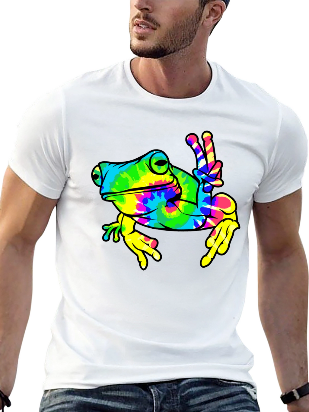 Tie-Dye Frog Peace Sign T-Shirt