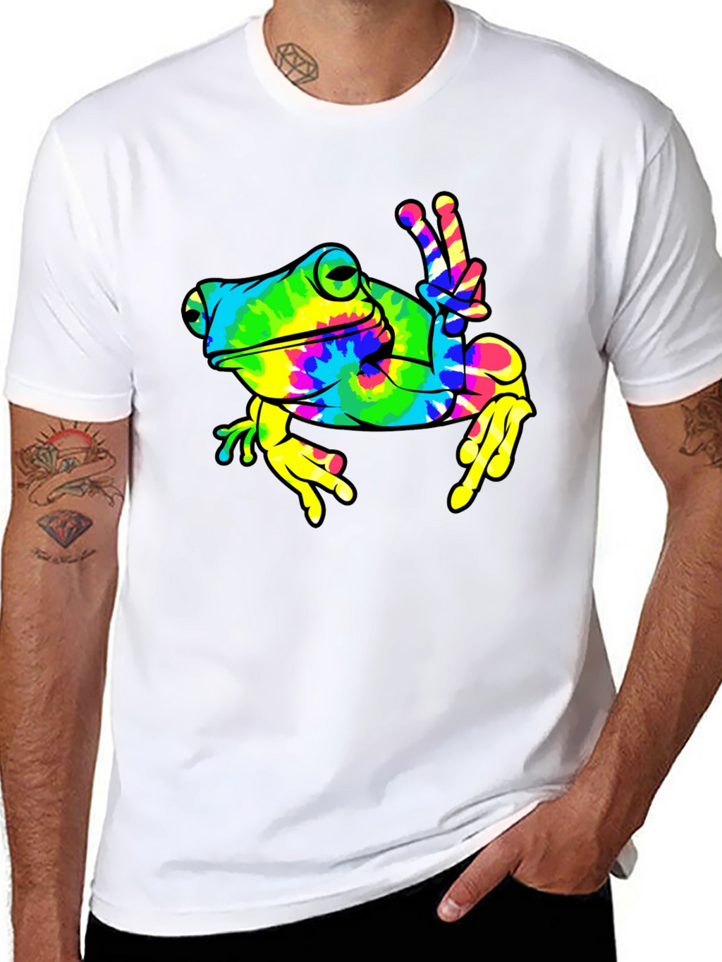 Tie-Dye Frog Peace Sign T-Shirt