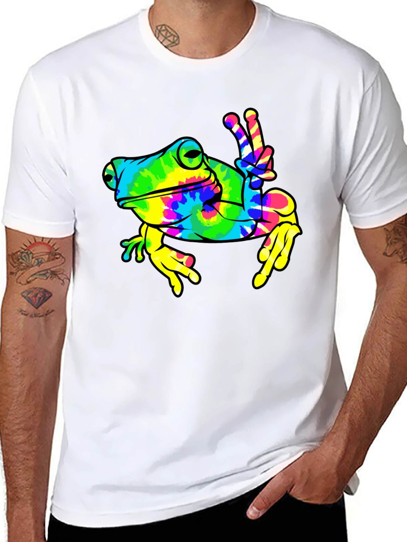 Tie-Dye Frog Peace Sign T-Shirt