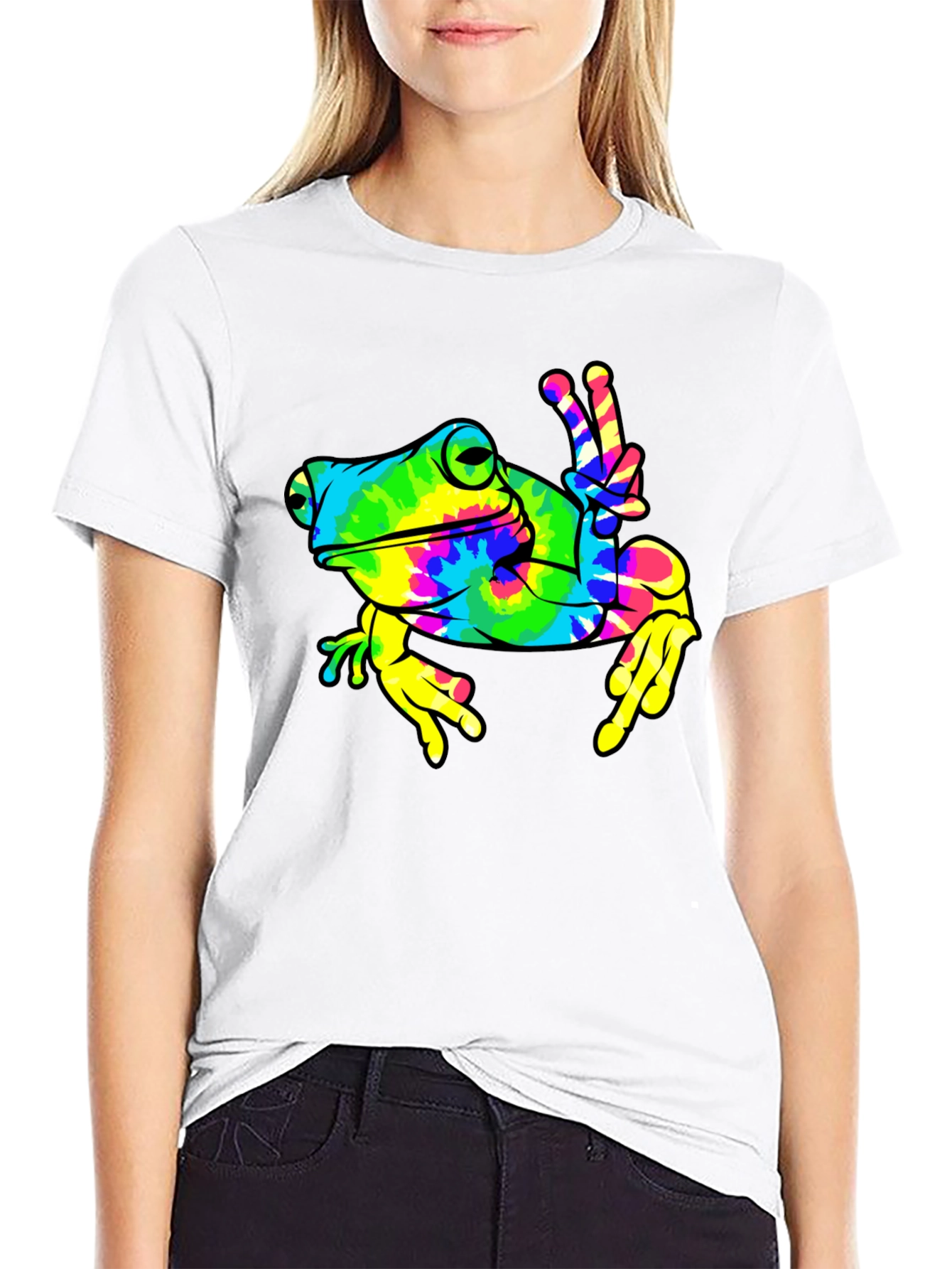 Tie-Dye Frog Peace Sign T-Shirt