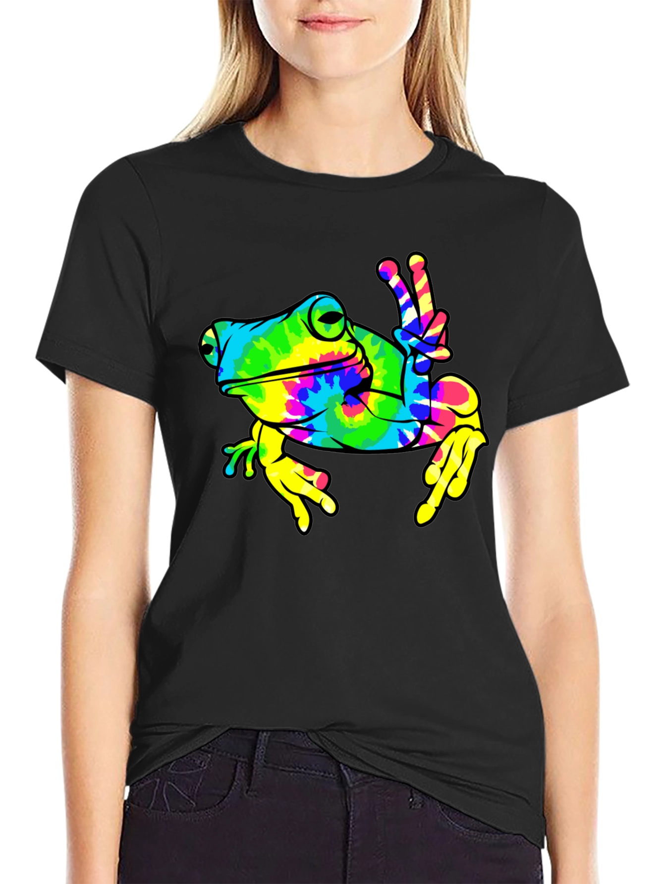 Tie-Dye Frog Peace Sign T-Shirt